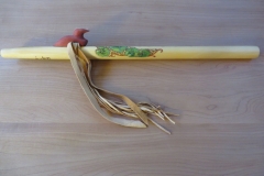 Yellow Cedar F# Painted Lilies Loon Totem $350.00